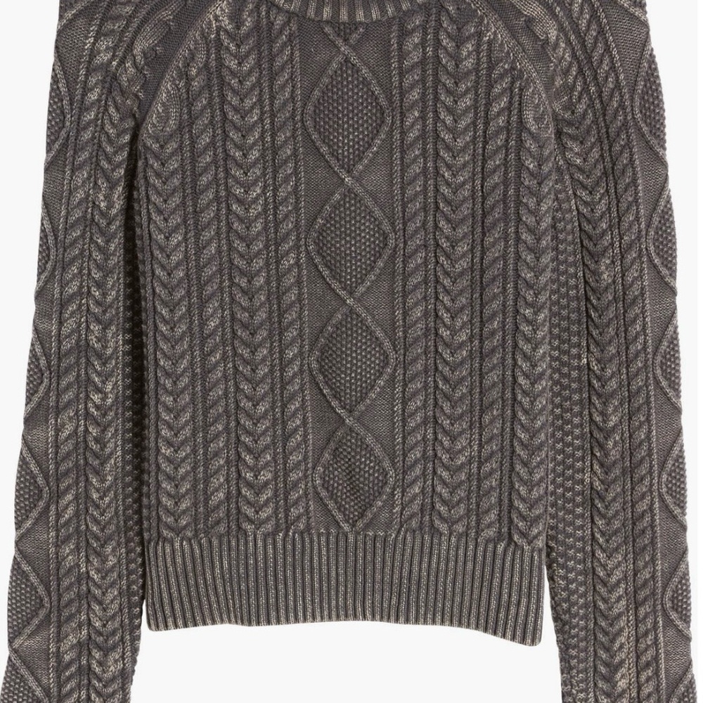 Women's Faherty Cable Knit Crewneck Sweater - Gray